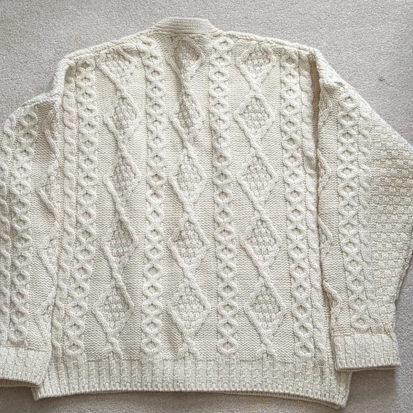 Inis Crafts Fisherman Knit Cardigan Sweater Sz. XL